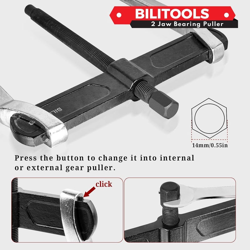 BILITOOLS 3" 2-Jaw Gear Puller, Internal External for Removal of Pulleys Flywheels Bearings & Gears Wiper Arms - Image 5